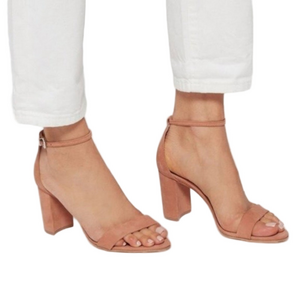 Schutz Anna Lee Ankle Strap Open Toe Nubuck Leather Sandal in Toasted Nut Sz 6